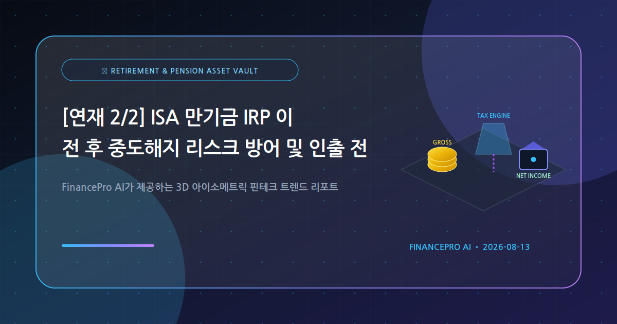 [연재 2/2] ISA 만기금 IRP 이전 후 중도해지 리스크 방어 및 인출 전략