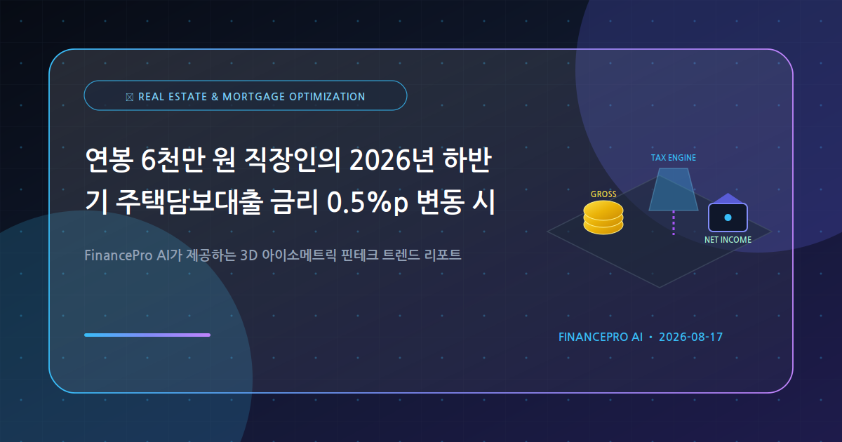 연봉 6천만 원 직장인의 2026년 하반기 주택담보대출 금리 0.5%p 변동 시 대환대출 실익 계산법
