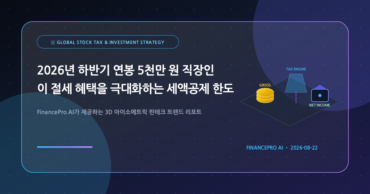 2026년 하반기 연봉 5천만 원 직장인이 절세 혜택을 극대화하는 세액공제 한도 충족 로드맵
