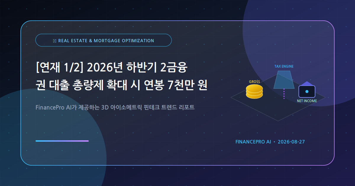 [연재 1/2] 2026년 하반기 2금융권 대출 총량제 확대 시 연봉 7천만 원 직장인의 DSR 한도 방어 가이드
