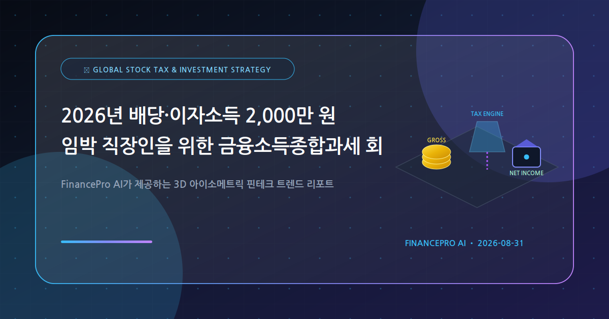 2026년 배당·이자소득 2,000만 원 임박 직장인을 위한 금융소득종합과세 회피 및 분리과세 세팅법
