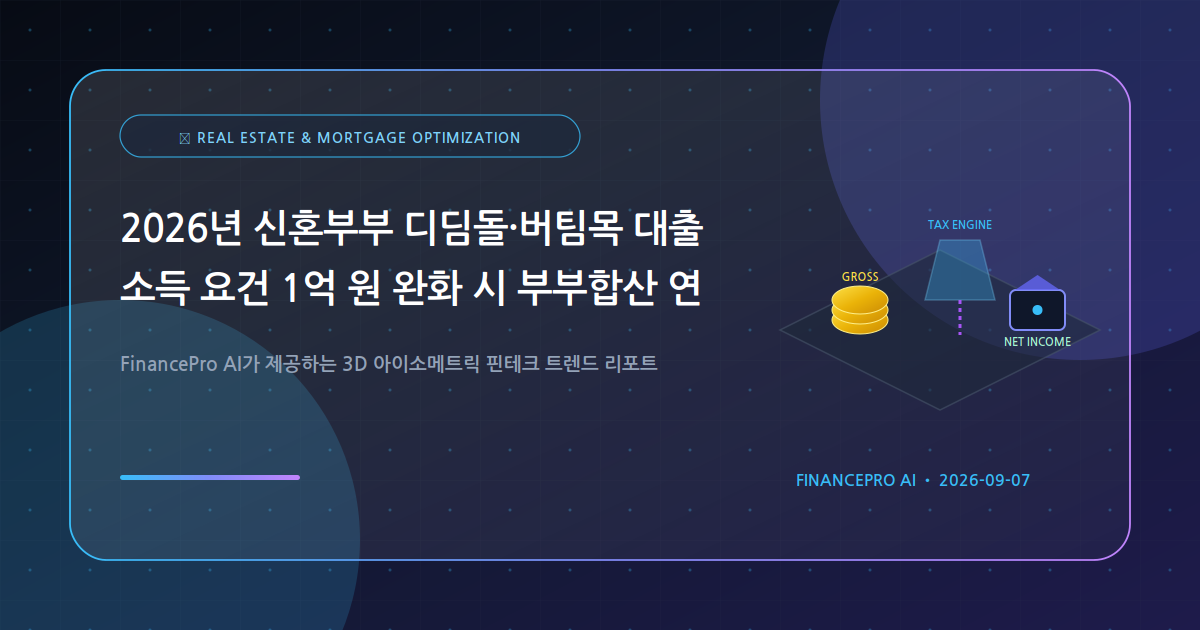 2026년 신혼부부 디딤돌·버팀목 대출 소득 요건 1억 원 완화 시 부부합산 연봉 9,500만 원 맞벌이 가구의 실질 대출 한도와 금리 계산법은?