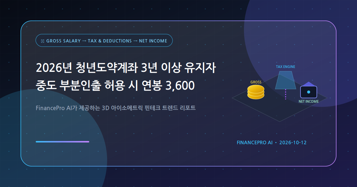 2026년 청년도약계좌 3년 이상 유지자 중도 부분인출 허용 시 연봉 3,600만 원 청년의 정부기여금 손실 방어 및 이자 소득세 비과세 유지 요건은?